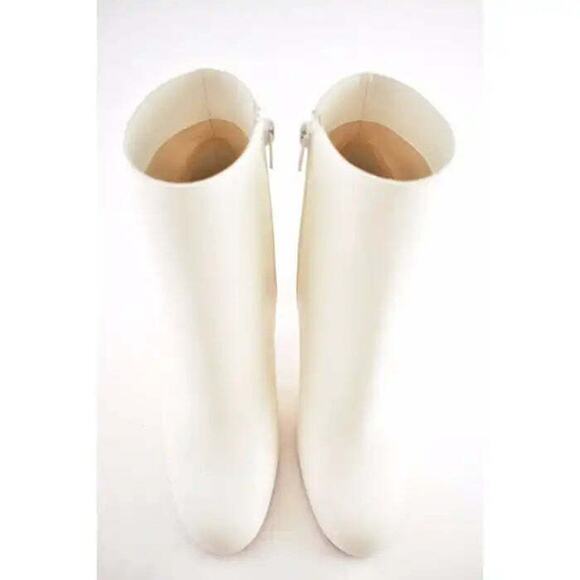 Christian Louboutin Suzi Folk 85 White Snow Leather Spike Ankle Heel Bootie 35 - Picture 6 of 10